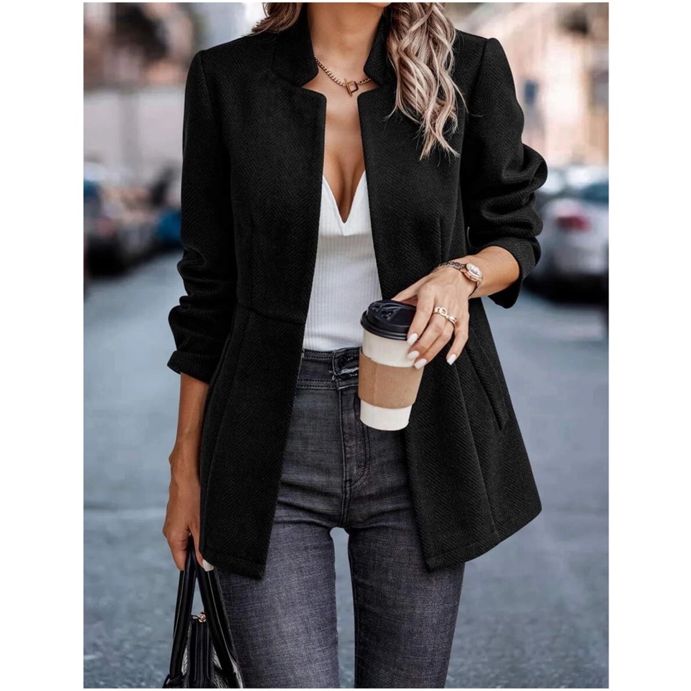 Classic Redwood Herringbone Blazer Jacket Coat - Picture 4 of 7